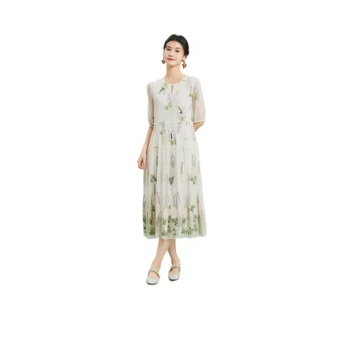 JINJU Короткий рукав Платье Женское