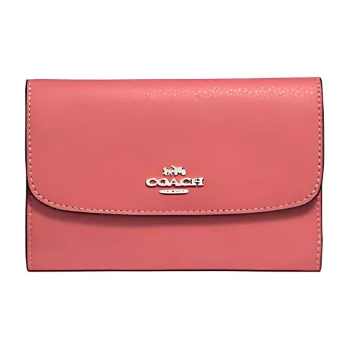 COACH Конверт Кожа Конверт Кошелек Клатч Средний Женский Коралловый Красный
