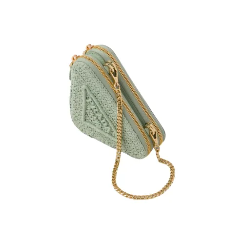 PRADA Рафия с кожаными вставками клатч мини женский светло-зеленый