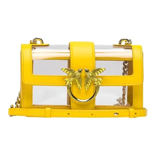 PINKO Поливинилхлорид с Телячья кожа Сумка через плечо Мини Женские Желтый Прозрачный Светло-золотой