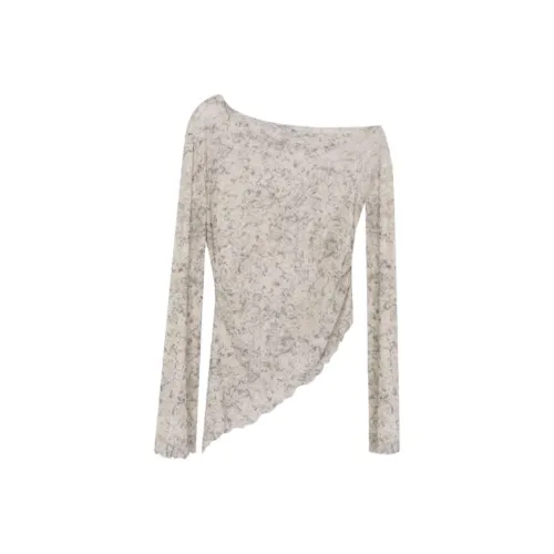 IUNOP Тонкий Прозрачный Солнцезащитный COVER UP С принтом Off The Плечо T Рубашка Женская