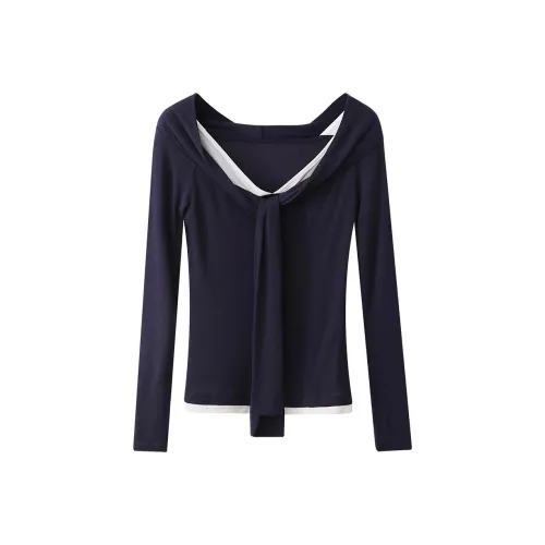 XIMENG Темно-синие женские футболки T