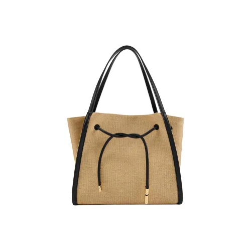 Lanvin Sequence Ткань Тоут Сумка Сумка для покупок Сумка Сумка через плечо Большая Женская Натуральная и Черная