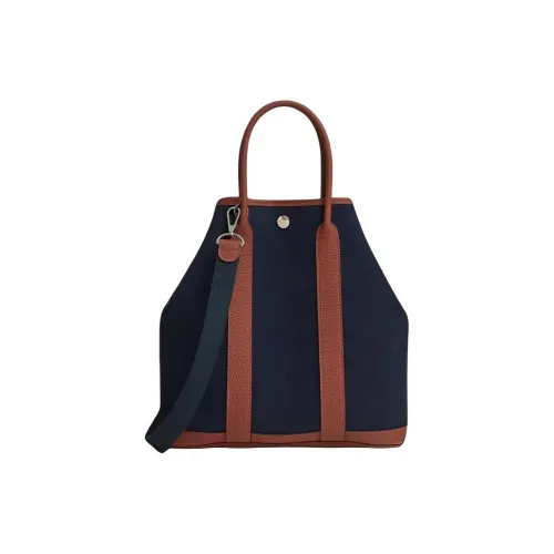 HERMES GARDEN FILE Холст с Negonda Телячья кожа Сад Сумка Сумка через плечо Сумка Унисекс Морской синий