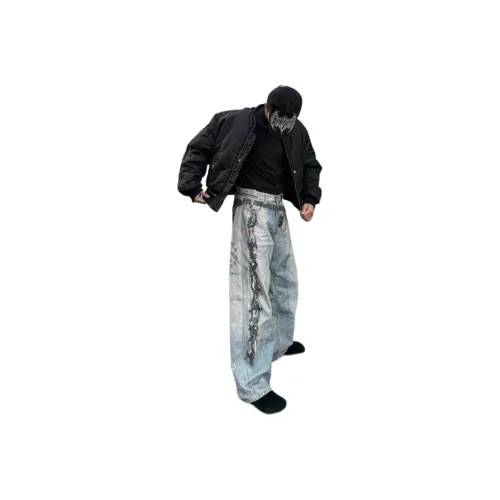 KAIZZGAO Синий Мужской Джинсы