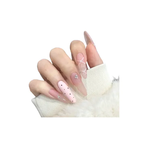 T Z Мягкий Нежно-розовый Девичий False Nail MID Длина Миндаль Длинный Розовый Однотонный Стиль Instagram