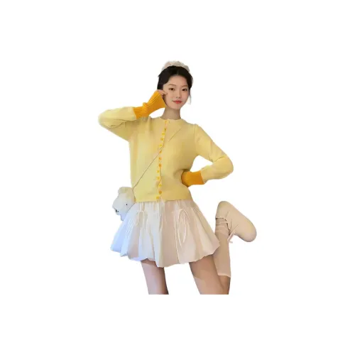 GORGEOUSIDEA Желтый топ + юбка женский комплект с юбкой