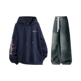 Комплект одежды (Темно-синий топ + Винтажные синие штаны)