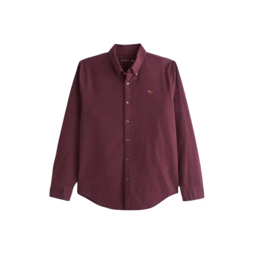 Abercrombie＆Fitch Мужские рубашки бордового цвета