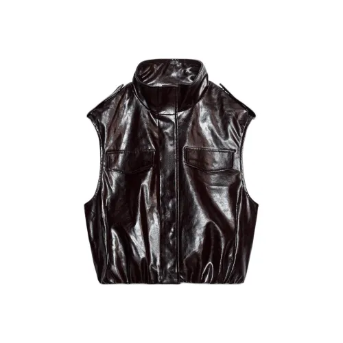 ZARA Темный бордовый женские жилеты