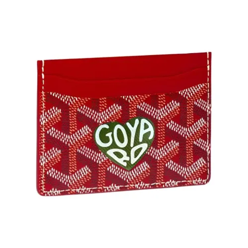 GOYARD Saint Sulpice Холст с кожей Собака's Teeth Картхолдер Картхолдер Унисекс Красный Зеленый Маленькое сердце