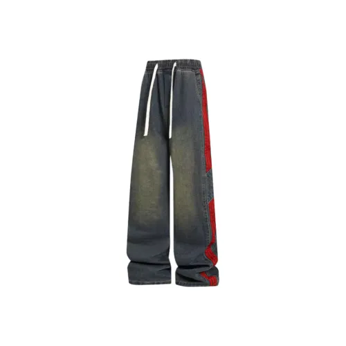 CAT'S PAW Синий Красный Унисекс Джинсы