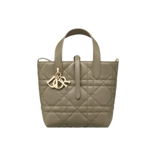 DIOR Toujours Телячья кожа Тоут Сумка Сумка для покупок Сумка через плечо Сумка Маленькая Женская Глина Зеленая