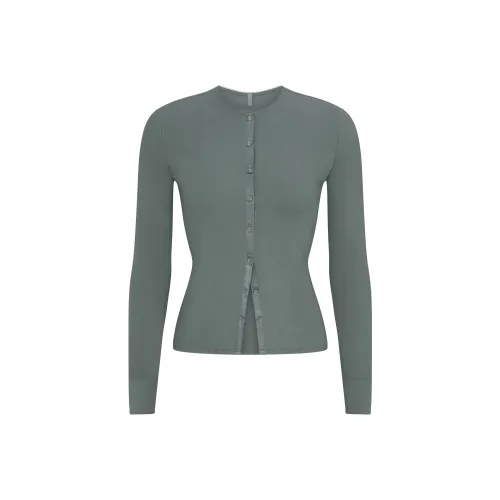 SKIMS FW25 DROP NEEDLE POINTELLE Длинный рукав Кардиган Трикотаж Женский