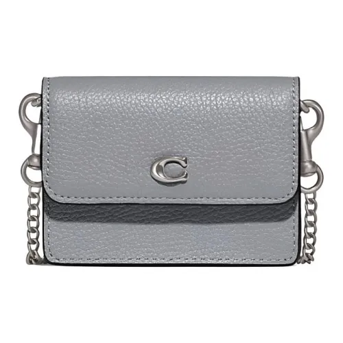 COACH Сумка через плечо из галечной кожи кошелек держатель для карт стандартный женский серый