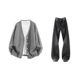 Средний серый + угольно-черный брюки