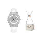 YB13146P1 Полный Ромб Серебряный корпус (Элегантная Ручная Подарочная коробка + Двойное Ядерное Ожерелье)