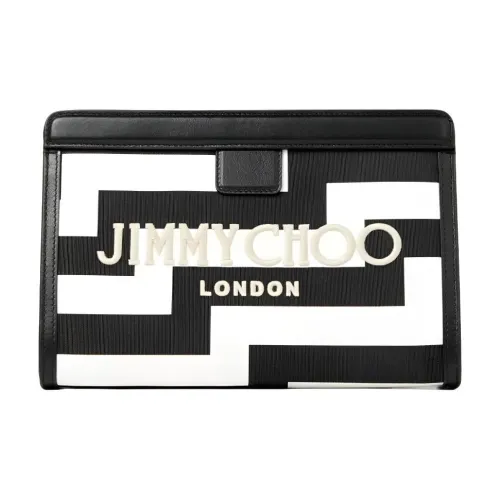 Jimmy Choo Avenue Холст и Кожа Комбинированный Кошелек Клатч Женский Черный Белый