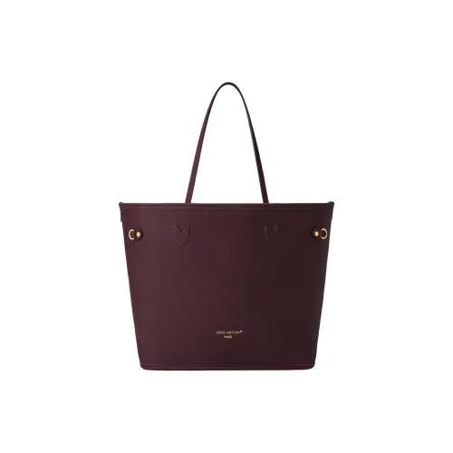 LOUIS VUITTON NEVERFULL Покрытый холст Тоут Сумка Сумка для покупок Сумка среднего размера Женская Вино Красный