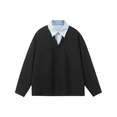 NRXX Мужская одежда Mock Двухкомпонентный Пэчворк Полосы Американский винтаж Подростки Студенты Модный Свитшот Мужской