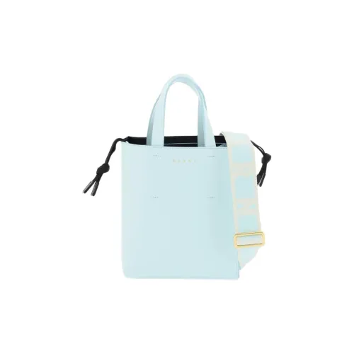 MARNI Museo Smooth Calfskin Tote Bag Shopping Bag Shoulder Bag Crossbody Bag Mini Women's Light Blue