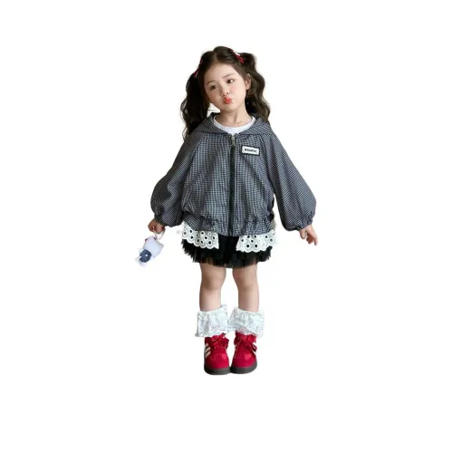 La Cergo Клетка Этикетка Пэчворк Кружево Отделка С капюшоном Куртки Пальто Детский