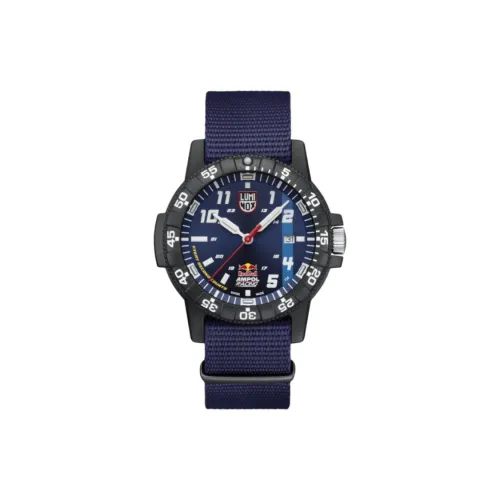 LUMINOX Red Bull Коллаборация Кварцевый механизм Мужские часы Часы 44 мм Синий циферблат CARBONOX™ Корпус часов Нейлоновый ремешок