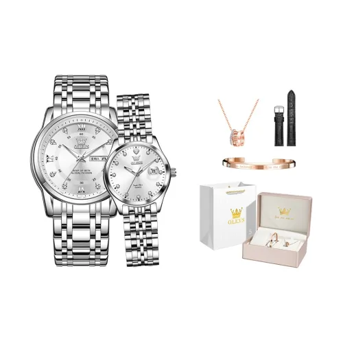 OLEVS Кварцевый механизм ремешок из нержавеющей стали унисекс белый циферблат