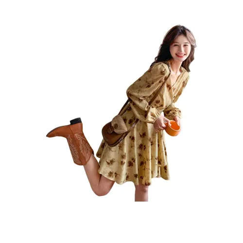 MEXICAN Многоцветные Женские Длинные Платья с Длинными Рукавами