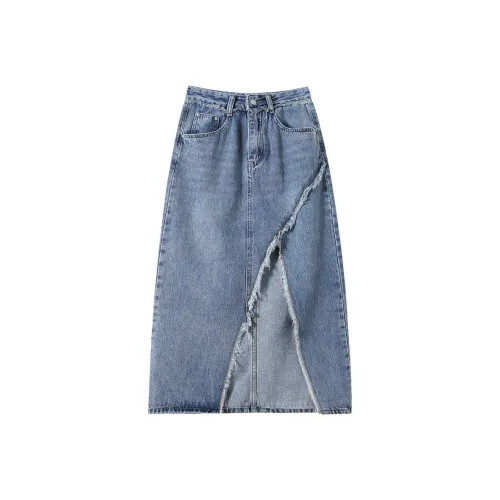 ZXBY Винтажный синий женский джинсовый длинный кардиган