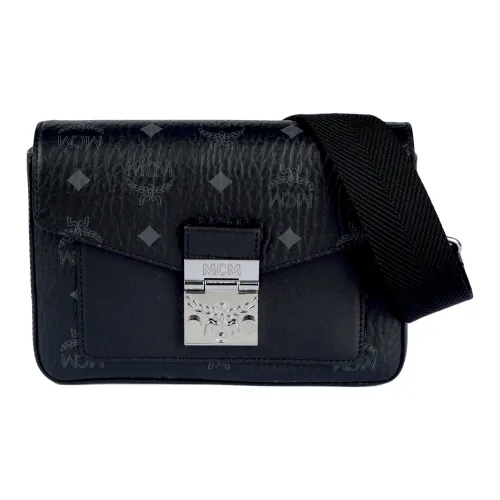 MCM Millie Visetos Кожа Конверт Сумка через плечо Маленькая Унисекс Черная