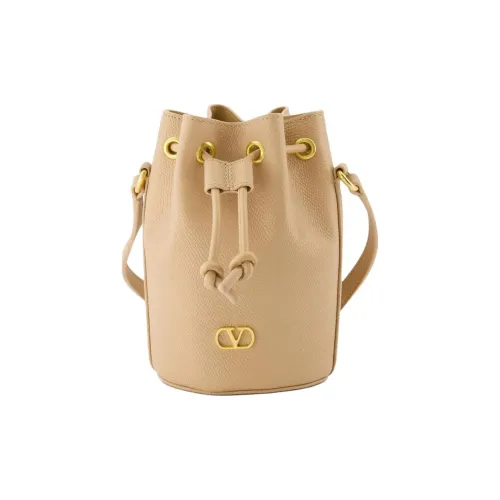 Valentino GARAVANIVlogo Телячья кожа Ведрообразные сумки Сумки через плечо Сумка через плечо Женская Бежевая