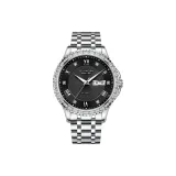 Нержавеющая сталь, черный циферблат, стальной браслет [коробка + ремень + регулировщик часов]