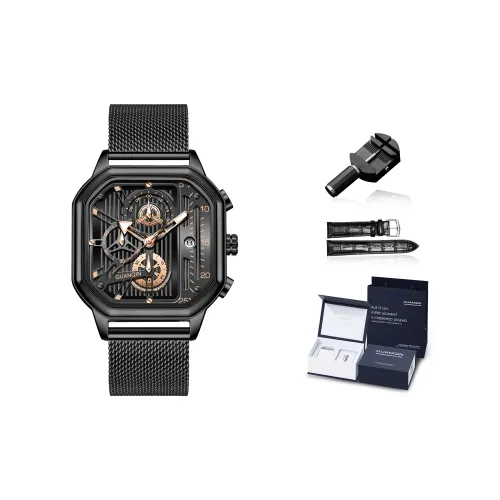 GUANQIN Big Explosion Collection Кварцевый механизм ремешок из нержавеющей стали черный циферблат мужские часы