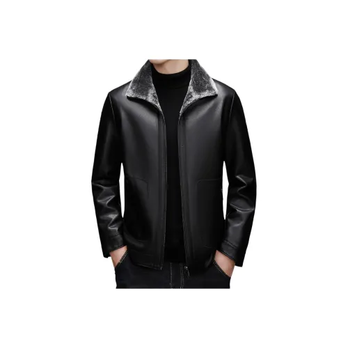 EMINU Черные Мужские Кожаные Куртки