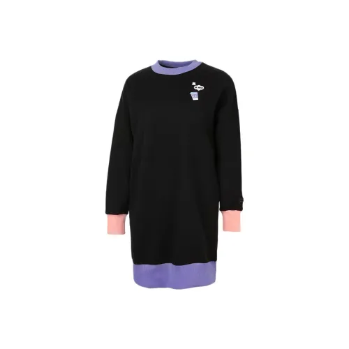 PUMA Длинное платье с длинными рукавами женское черное