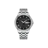 Роман Нержавеющая Сталь Корпус с Черным Циферблатом и Стальным Ремешок [Коробка + Ремешок + Регулятор Часов]