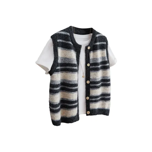 TOUCH Жилет Женские Серо-бежевый Полосы