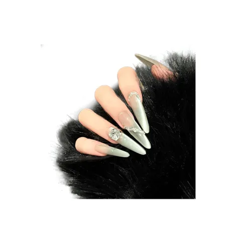 T Z Премиум Шампанское Ромб False Nail Укороченный Длинный Заостренный Телесный Градиентный Стразы Украшенный