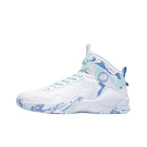 QIAODAN Амортизаторы Shock Slip-resistant Abrasion-resistant MID Топ Баскетбольные кроссовки Мужские Jordan White Ripple