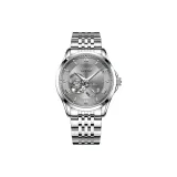 Серебряный корпус, серый циферблат, стальной браслет [упаковка + кожаный ремешок]