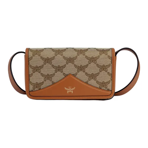 MCM Покрытый холст с коровья кожа Сумка через плечо Женская Коричневый Коньяк