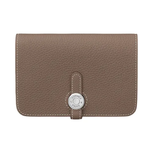 HERMES Dogon Коровья кожа Togo Кошелек Женские 18 ÉToupe Слоновой серый