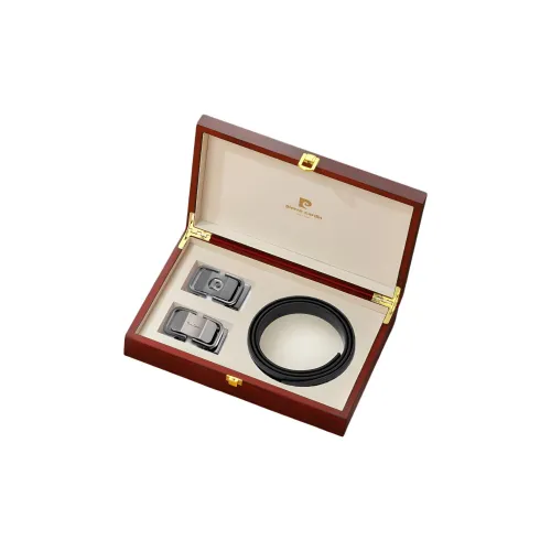 PIERRE CARDIN Ремни из крупнозернистой текстуры коровьей кожи Мужской Черный 3,5CM