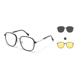 Чёрный и Серебряный (с плоской подошвой, светлые анти-синие линзы)