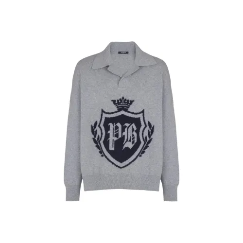 BALMAIN Серые Мужские Свитера