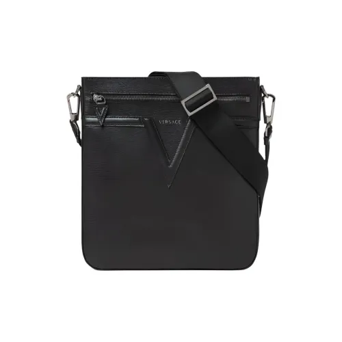 VERSACE Сумка через плечо из коровьей кожи мужская черная
