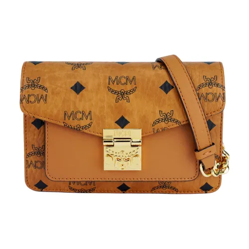 MCM Artificial Leather Mini Wallet Women's Cognac Brown