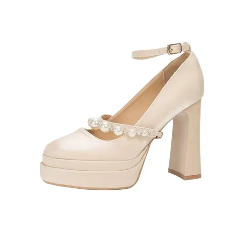 Wuji Грубый каблук французский высокие каблуки женские