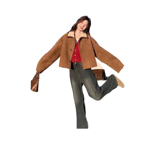 Garbege Кофе Пальто Женские Бархатные куртки